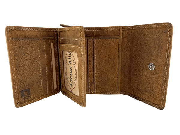 Leather Wallet with Flap Snap Closure