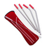 4 Stainless Steel Straws with Brush Cleaner and Red Case