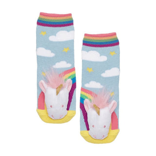 Unicorn Head Plush on Rainbow Printed Infant Socks