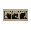 Square Framed  3 Bear Faces Iron Cut-out Wall Art