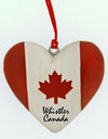 Wooden Ornament Heart Shaped Canada Flag 