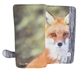 Large Red Fox Face Vegan Wallet 7.5