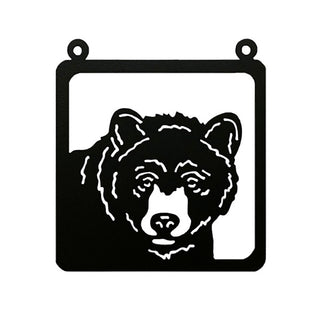 Square Framed Bear Face  Iron Cut-out  Wall Art