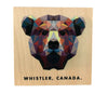 Geometric Bear Face Print  Reclaimed Wood Coaster