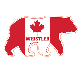 Bear Shape Canada Flag Whistler Bumper  Sticker