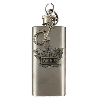 Keychain Flask Maple Leaf Pewter Embellished 