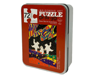 Indigenous 3 Dancing Bears Art Puzzle in Collectible Tin
