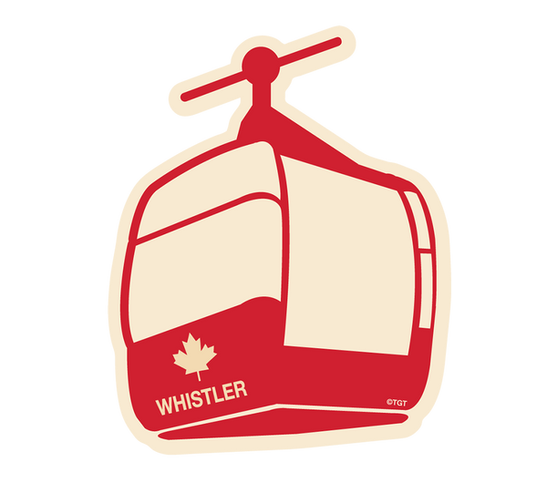 Red Gondola  Shaped Whistler Bumper Sticker