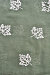 Infinity Forest Green Scarf with White Maple Leaf Embroidery