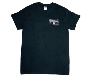 Men's Black Full Back & Left Chest Print T-shirt