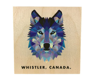 Geometric Wolf Face Print   Reclaimed Wood  Coaster