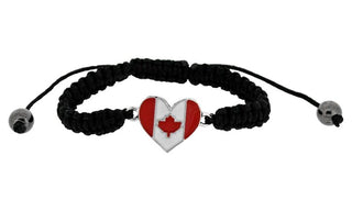 Heart Shaped Canada Flag  Charm Macramé Bracelet