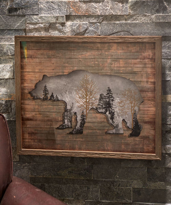 Forest Trees Bear Outline Wall Art