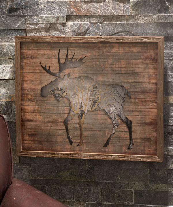  Forest Trees Moose Outline Wall Art 