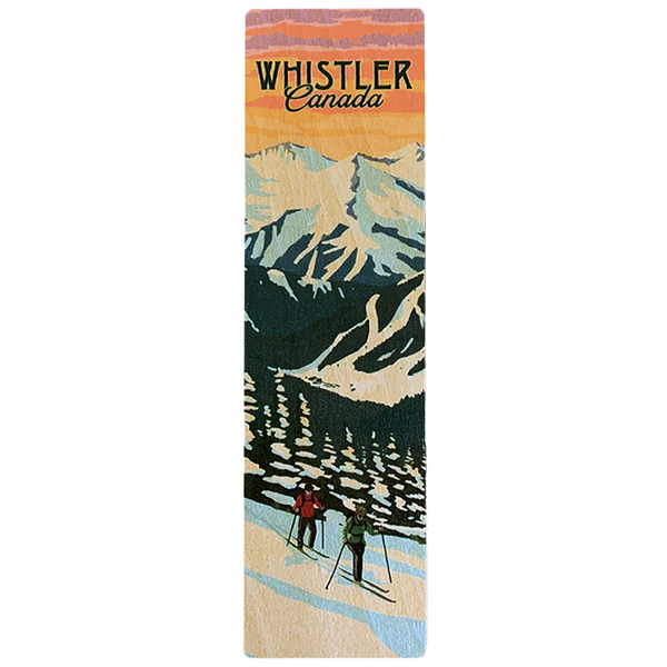 Two Skiers on the Mountain Whistler Wooden Bookmark