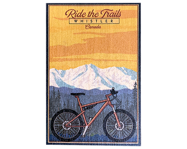 Bicycle in  Mountain Summit Backdrop Whistler Wooden Magnet