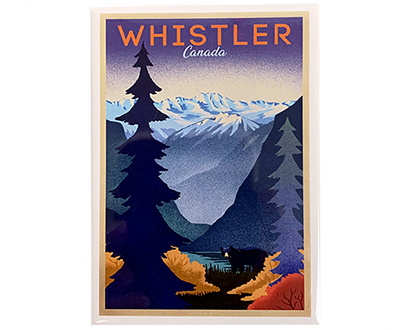 Black Bear by the Lake and Snowy Mountains Whistler Magnet