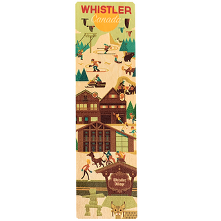 Whimsical Retro Whistler Winter Wooden Bookmark
