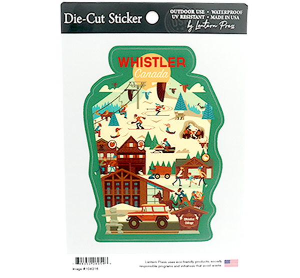 Whimsical Retro Whistler Winter Die Cut Stickers