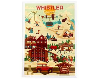 Whimsical Retro Whistler Winter Magnet