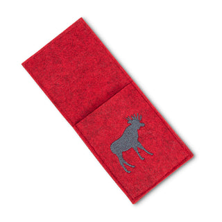 Embroidered Moose  Red Felt Flatware Pocket