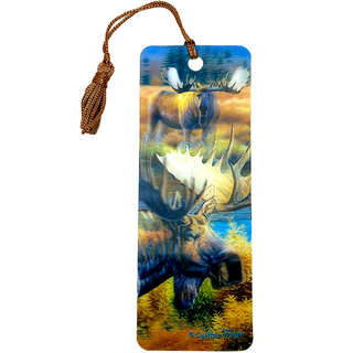 2 Moose 3D Bookmark with Tassel 