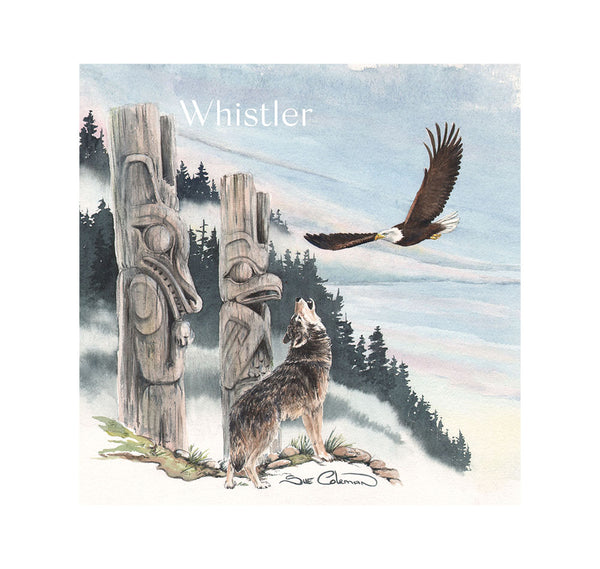 4x4 Wolf and Eagle  Tile Art Coaster