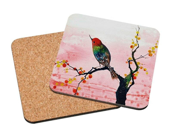 Bird on Tree Branch Art Coaster