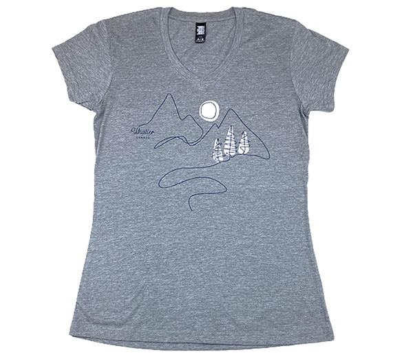 Grey Ladies  Tee Heather  with Mountain Outline  Print 