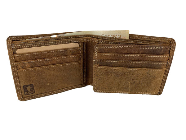 Leather Billfold Wallet with ID & Card Flaps