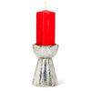 Pillar Pedestal Silver Candle Holder with Red Candle 