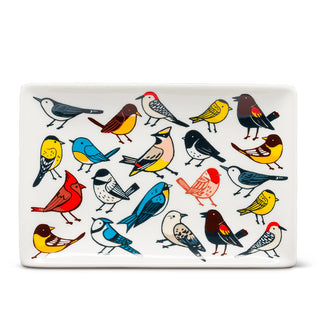 All Over Multi Color Birds Print  Rectangle Dish