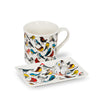 All Over Multi Color Birds Rectangle Dish and Mug