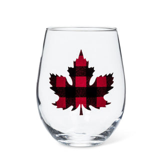 Stemless Plaid Maple Leaf  Wine Goblet