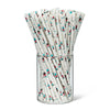 Skiers All-over White Paper Straws