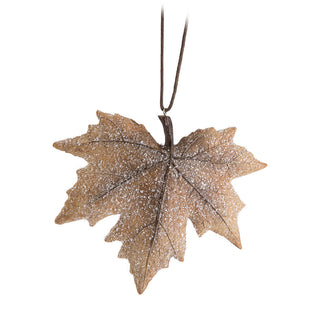 Icy Brown Maple Leaf Ornament