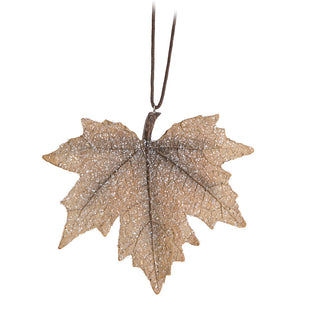Icy Brown Maple Leaf Ornament