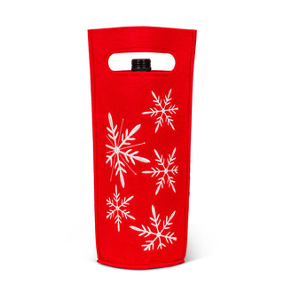 Felt Red Wine Bag with White Snowflakes Embroider