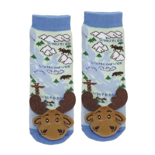 Moose Head Plush on Mountain Printed Infant Socks