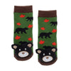 Bear Head Plush on Maple Leaves Printed Infant Socks