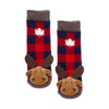 Moose Head Plush on Plaid Infant Socks