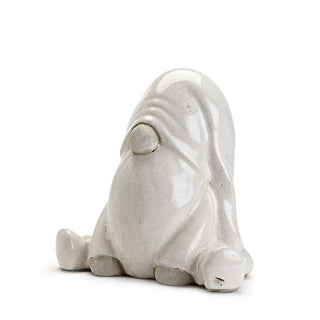 Terracotta White Cracked Glaze Sitting Gnome