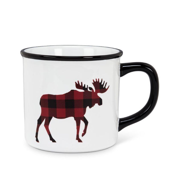  Plaid  Moose White Mug