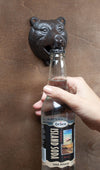 Iron Black Bear Face Bottle Opener Opening a Soda