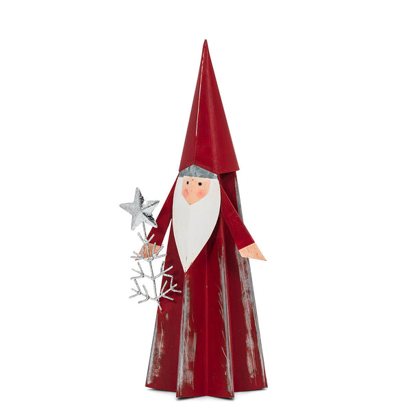 Geometric Santa Figurine  Holding a Silver Christmas Tree 