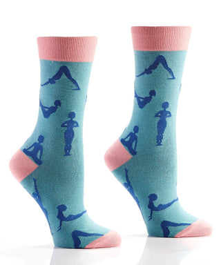 Yoga Positions Novelty Blue Socks