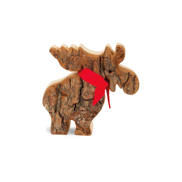 Tree Bark Moose with Scarf Figurine 3