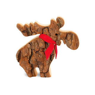 Tree Bark Moose with Scarf Figurine 5.5