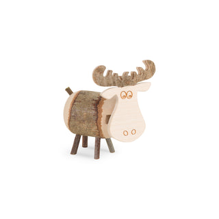 Tree Bark 3D Standing Moose Moving Head  Figurine 2