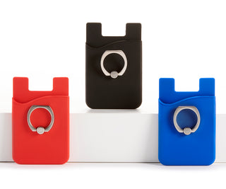 Smartphone Stick on Red Card Holder  with Ring Stand 